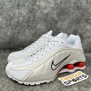 Nike Shox R4 Sneakers GS Sz 5.5Y Womens Sz 7 White Red CW2626-102 Athletic Shoes
